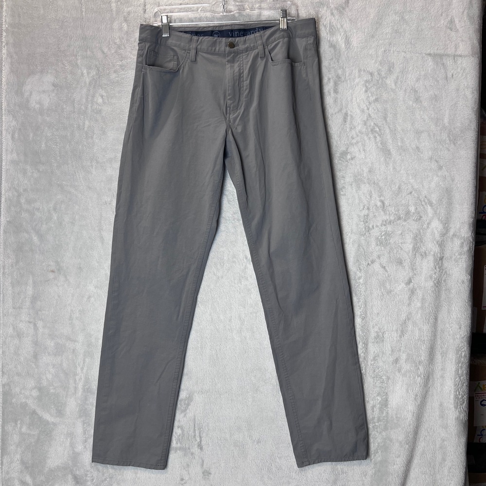 Vineyard Vines On The Go Pant Mens 33x32 Gray Performance Chino Stretch Slacks